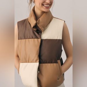NWT Anthropologie Faux Leather Colorblock Vest